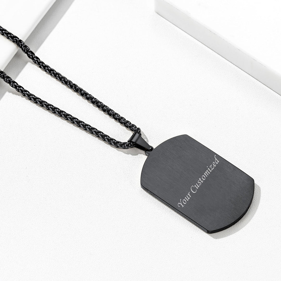 Customized Picture Dog Tag Necklace with Cubic Zirconia Memorial Gift for Men Women