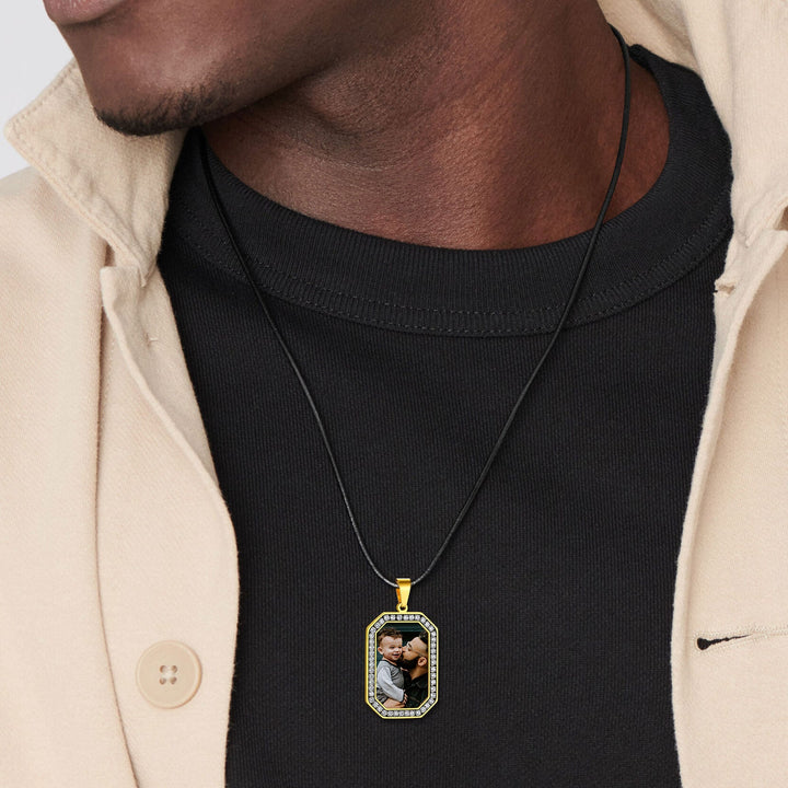 Customized Engraved Picture Dog Tag Necklace Memorial Gift for Men Women