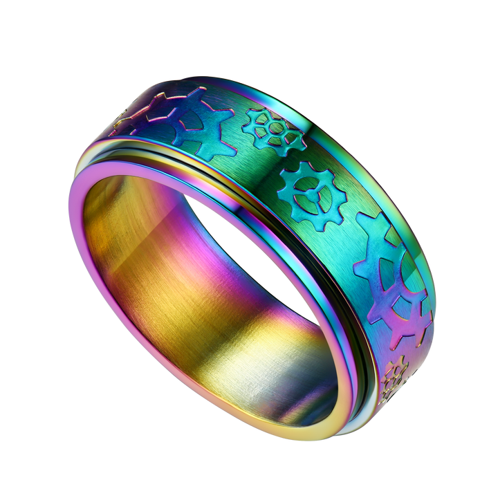 Flash Sale 8mm Rotatable Star Moon, Sun Turning Ring for Men