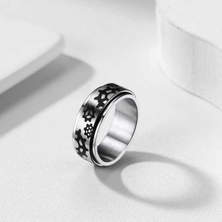 Flash Sale 8mm Rotatable Star Moon, Sun Turning Ring for Men