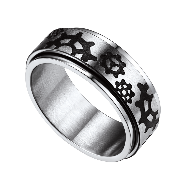 Flash Sale 8mm Rotatable Star Moon, Sun Turning Ring for Men