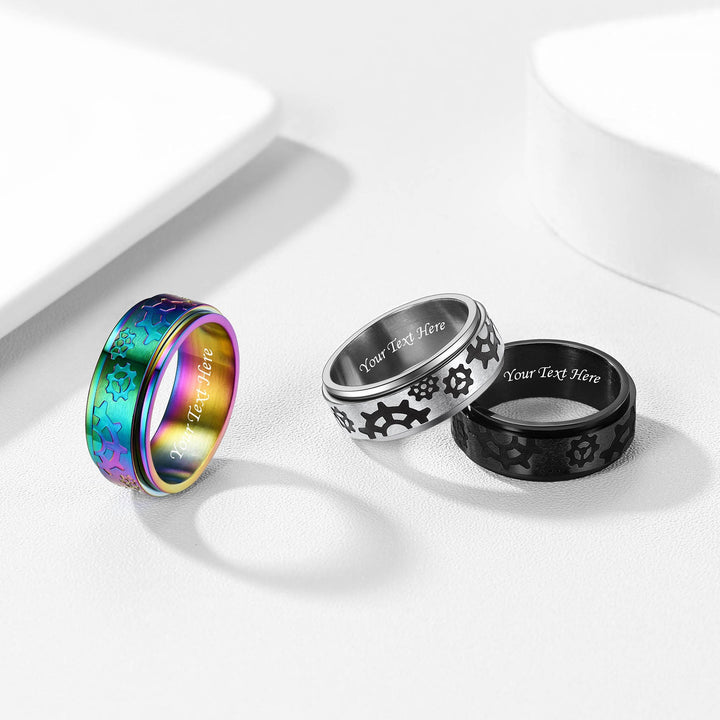 Flash Sale 8mm Rotatable Star Moon, Sun Turning Ring for Men