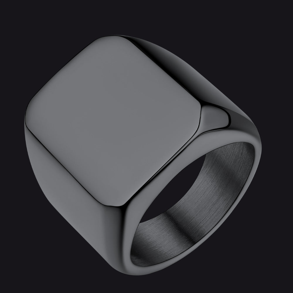 Customized Text Chunky Signet Ring for Men Women