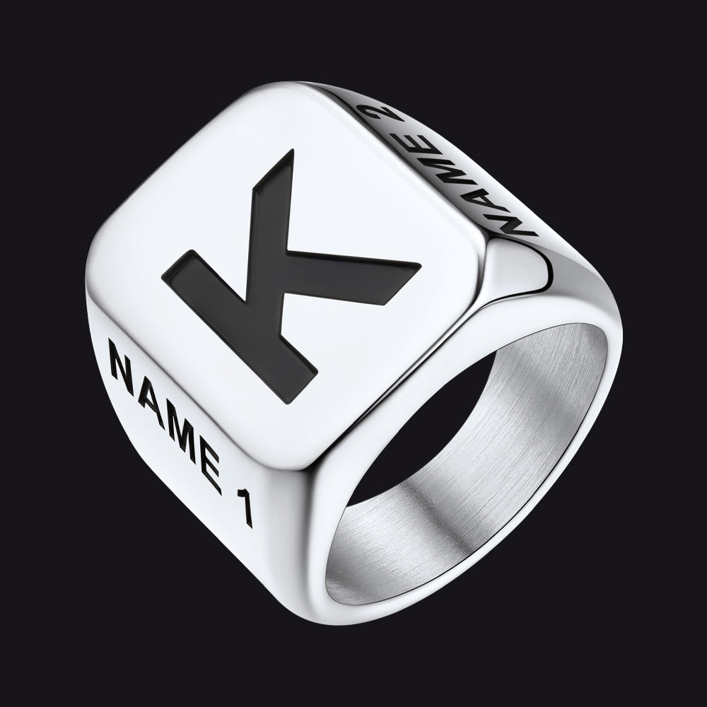 Minimalist Custom Engraved Name Band Rings for Men