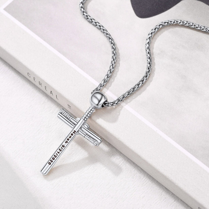 Gameday Baseball Cross Pendant Custom Sport Number Necklace for Men Sports Fan