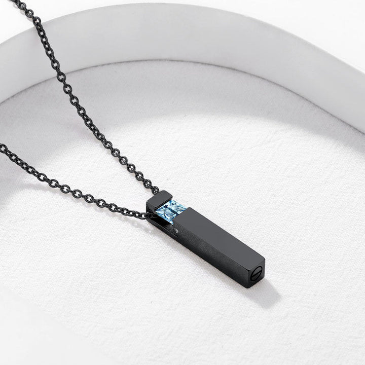 Custom Birthstone Bar Urn Cremation Necklace for Ashes Memorial Keepsakes Pendant