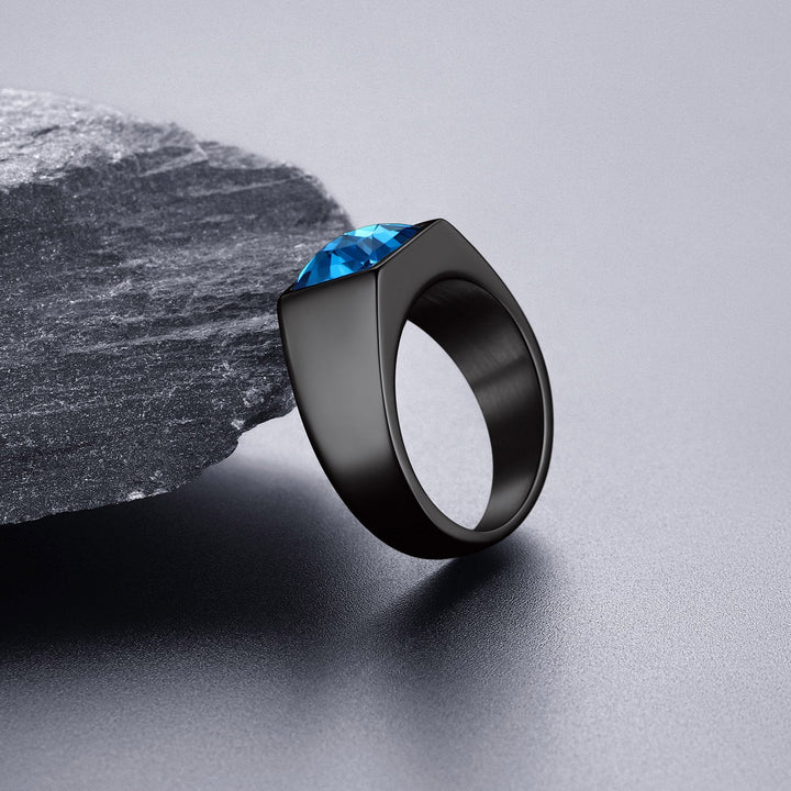Minimalist Birthstone Gemstone Band Ring for Men