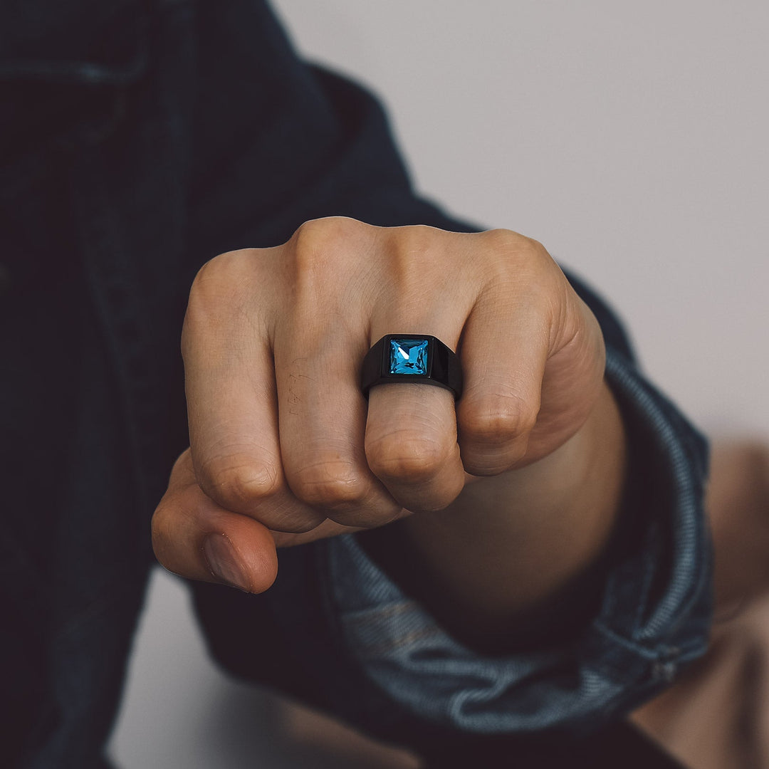 Minimalist Birthstone Gemstone Band Ring for Men