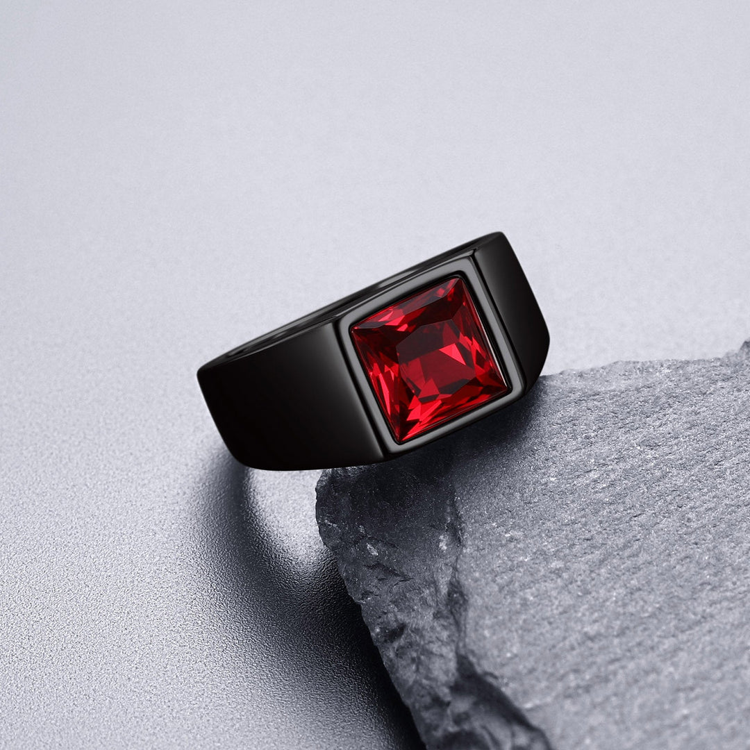 Minimalist Birthstone Gemstone Band Ring for Men