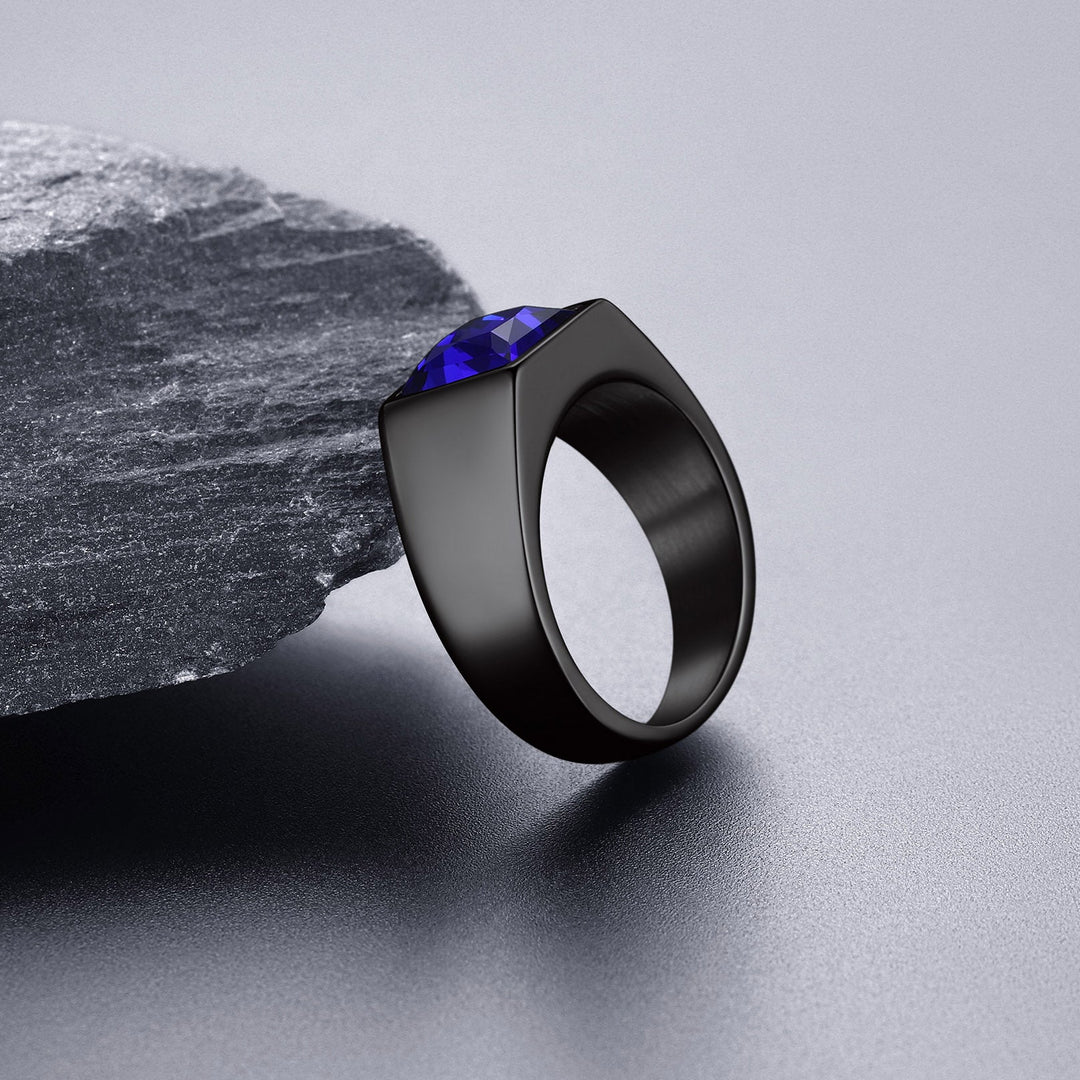 Minimalist Birthstone Gemstone Band Ring for Men