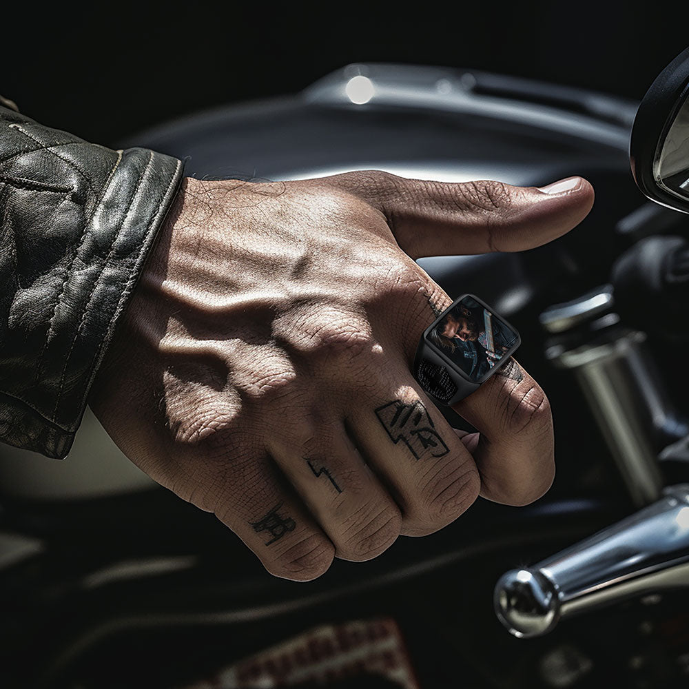 Customized Photo Signet Ring With Cross for Men Women