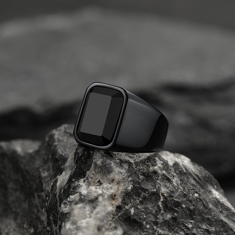 Black Onyx Stone Ring Signet Ring For Men Size 07-12