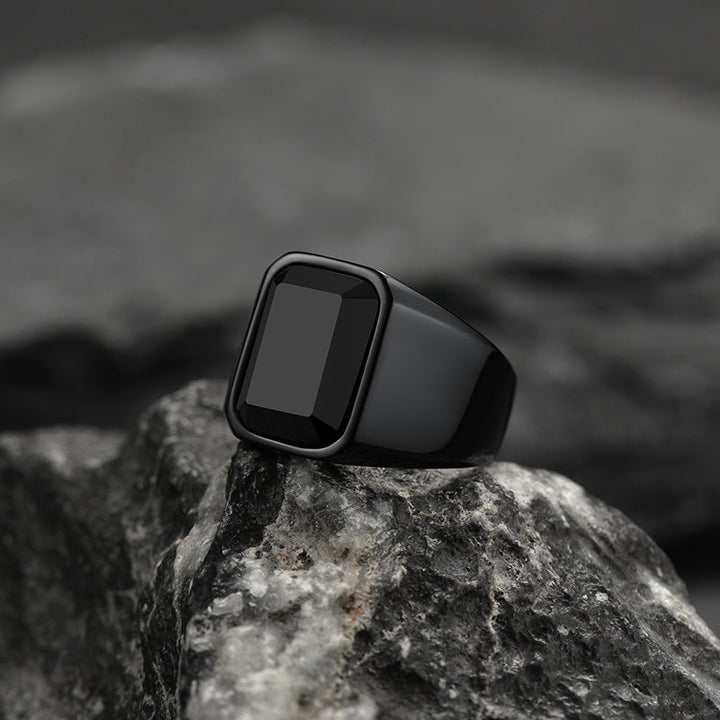 Black Onyx Stone Ring Signet Ring For Men Size 07-12