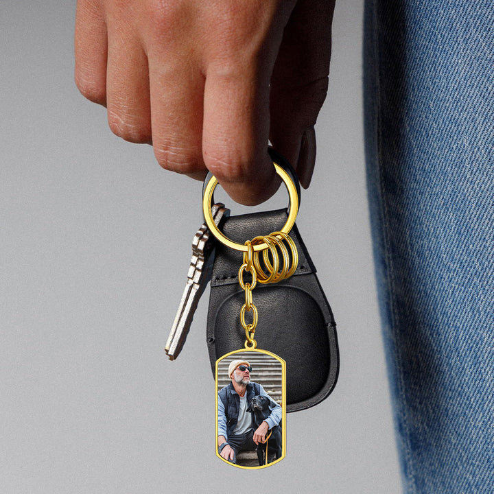 Personalized Photo Dog Tag Keychain With Picture for Men Dad Father Day Gift