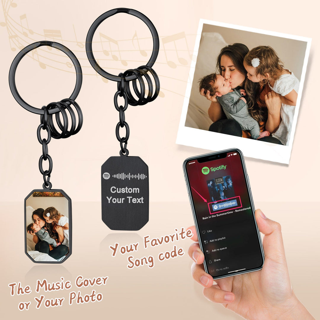 Personalized Dog Tag Keychain With Picture for Men