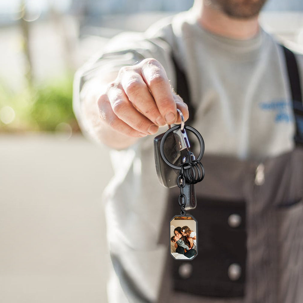 Personalized Dog Tag Keychain With Picture for Men