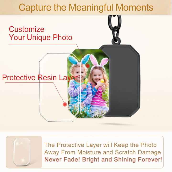 Personalized Dog Tag Keychain With Picture for Men