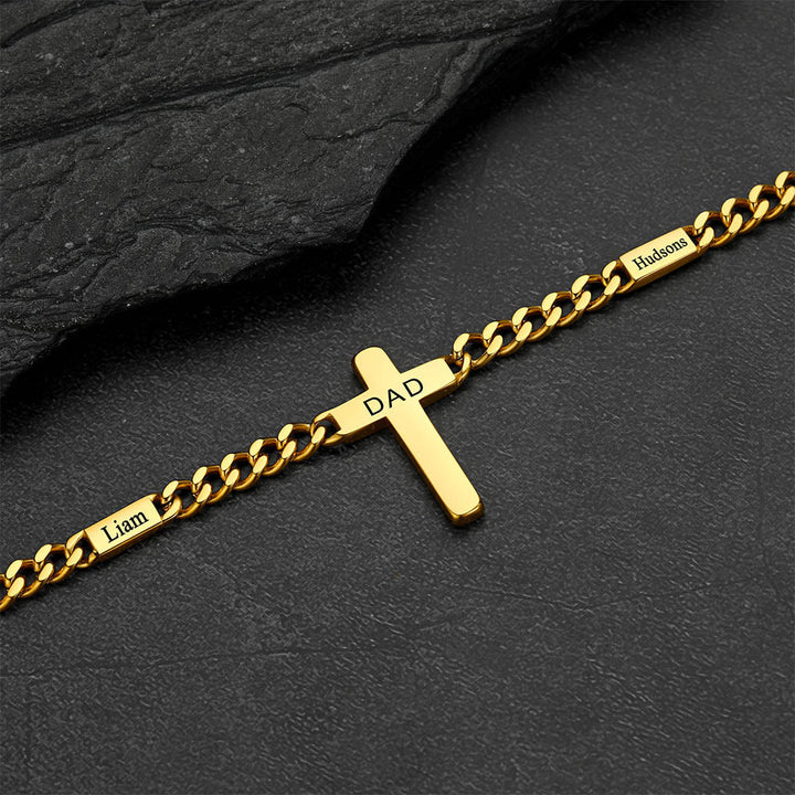 Custom Cross Cuban Link Chain Necklace with Engraved Name for Men 5/7MM