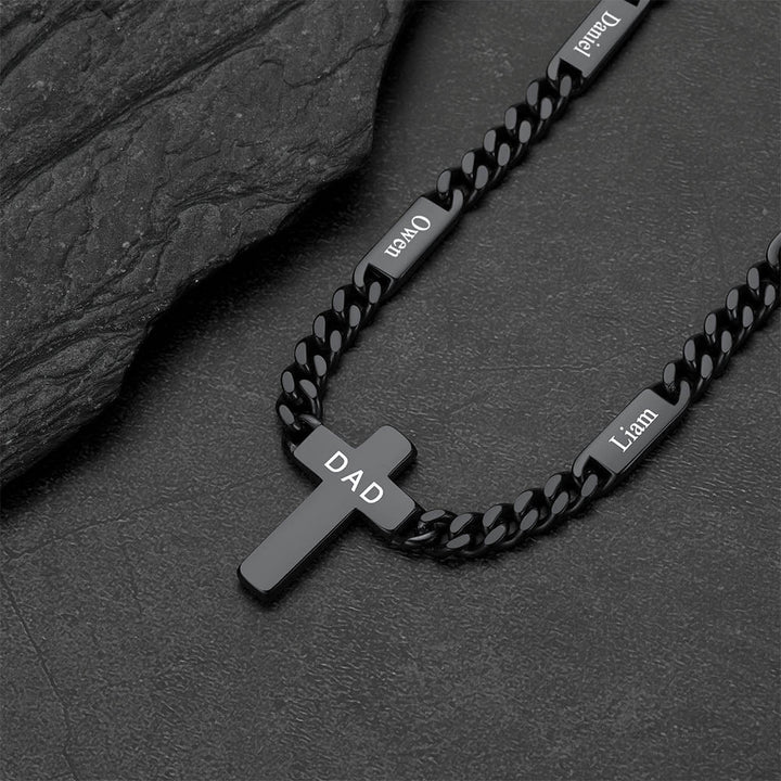 Custom Cross Cuban Link Chain Necklace with Engraved Name for Men 5/7MM