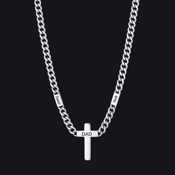 Custom Cross Cuban Link Chain Necklace with Engraved Name for Men 5/7MM