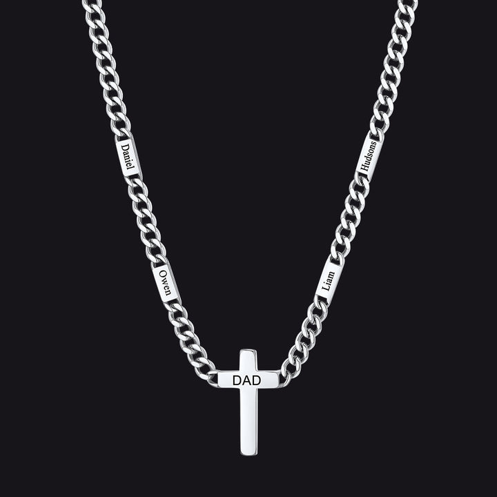 Custom Cross Cuban Link Chain Necklace with Engraved Name for Men 5/7MM