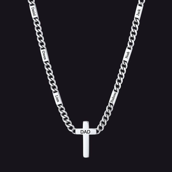 Custom Cross Cuban Link Chain Necklace with Engraved Name for Men 5/7MM