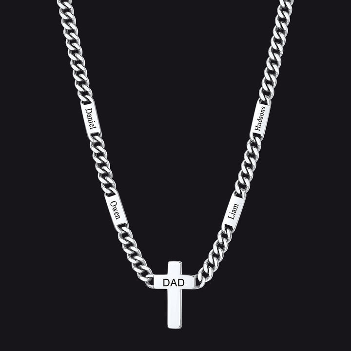 Custom Cross Cuban Link Chain Necklace with Engraved Name for Men 5/7MM