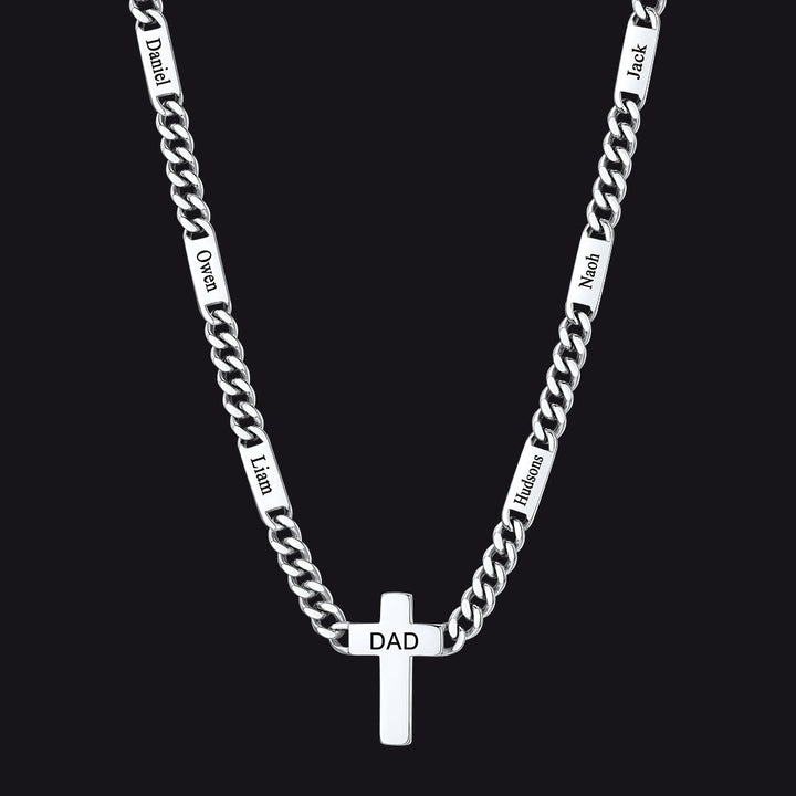 Custom Cross Cuban Link Chain Necklace with Engraved Name for Men 5/7MM