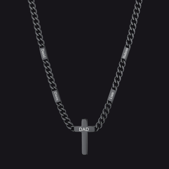 Custom Cross Cuban Link Chain Necklace with Engraved Name for Men 5/7MM