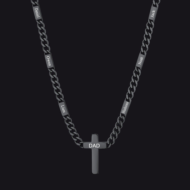 Custom Cross Cuban Link Chain Necklace with Engraved Name for Men 5/7MM