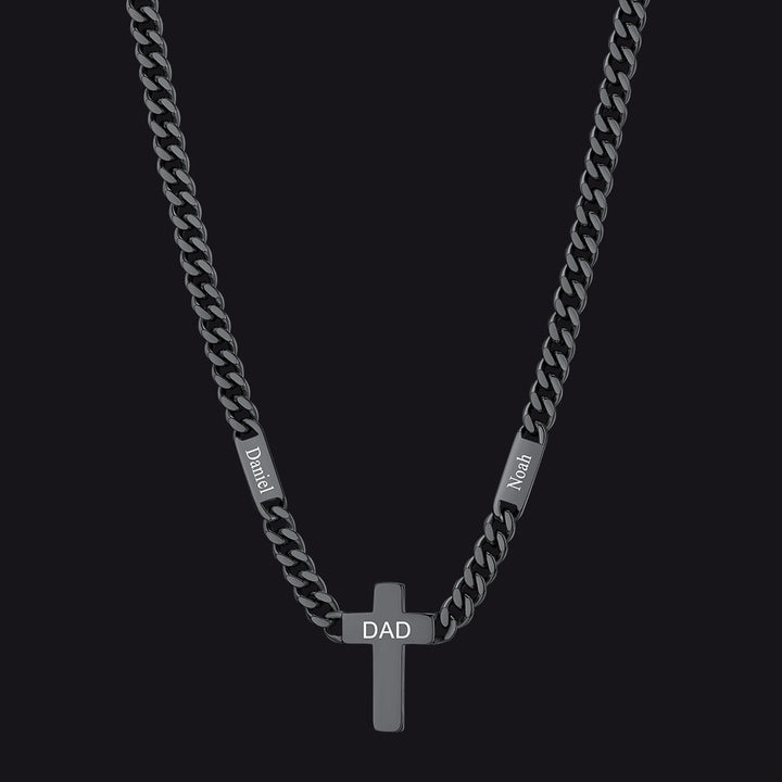 Custom Cross Cuban Link Chain Necklace with Engraved Name for Men 5/7MM
