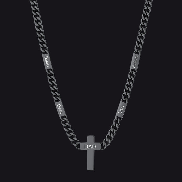 Custom Cross Cuban Link Chain Necklace with Engraved Name for Men 5/7MM