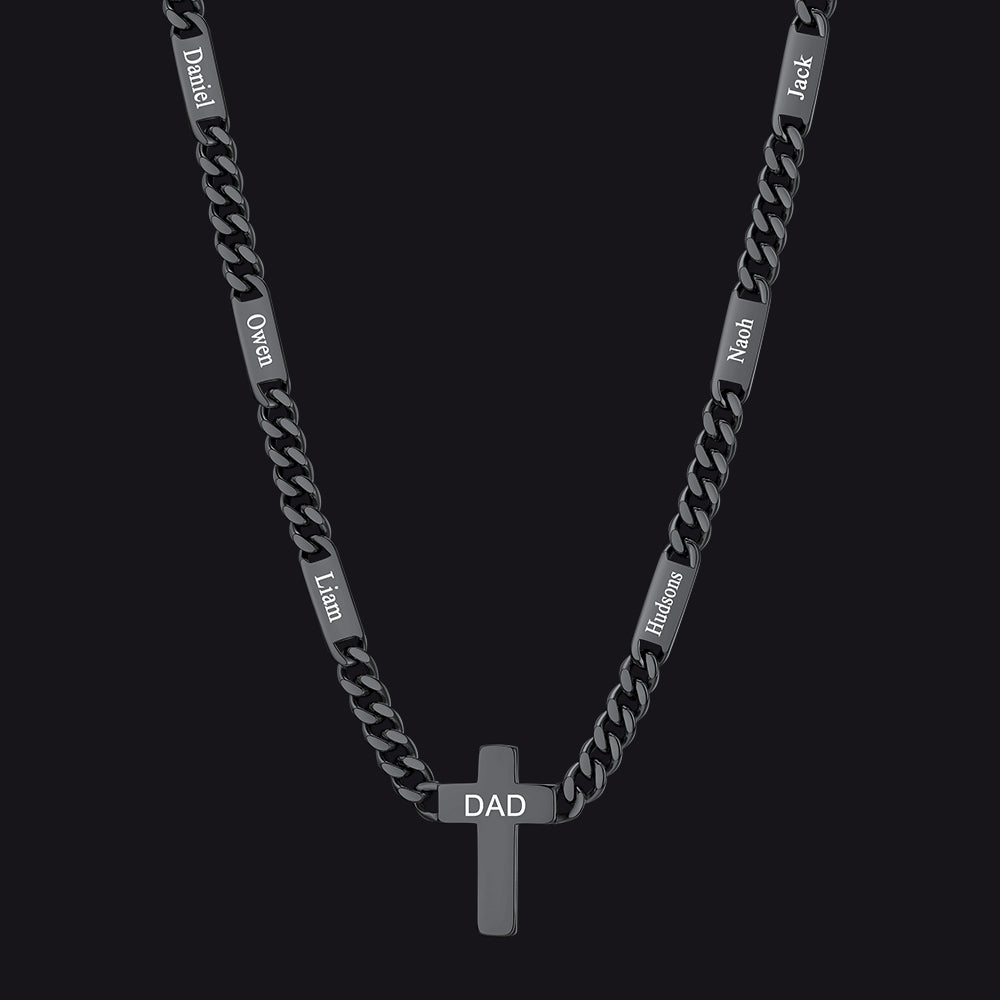 Custom Cross Cuban Link Chain Necklace with Engraved Name for Men 5/7MM