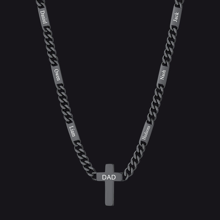 Custom Cross Cuban Link Chain Necklace with Engraved Name for Men 5/7MM