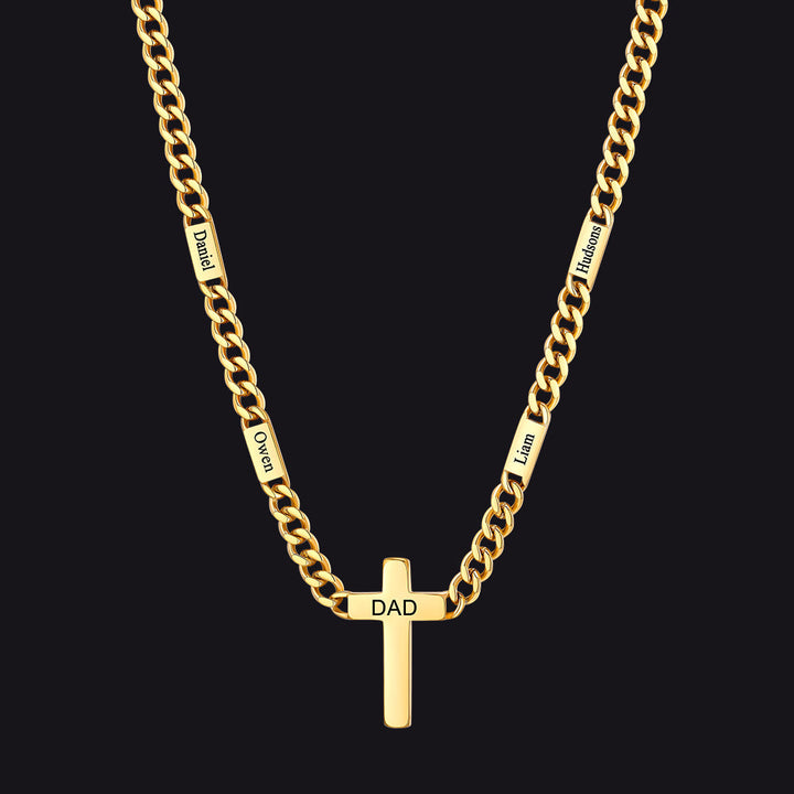 Custom Cross Cuban Link Chain Necklace with Engraved Name for Men 5/7MM