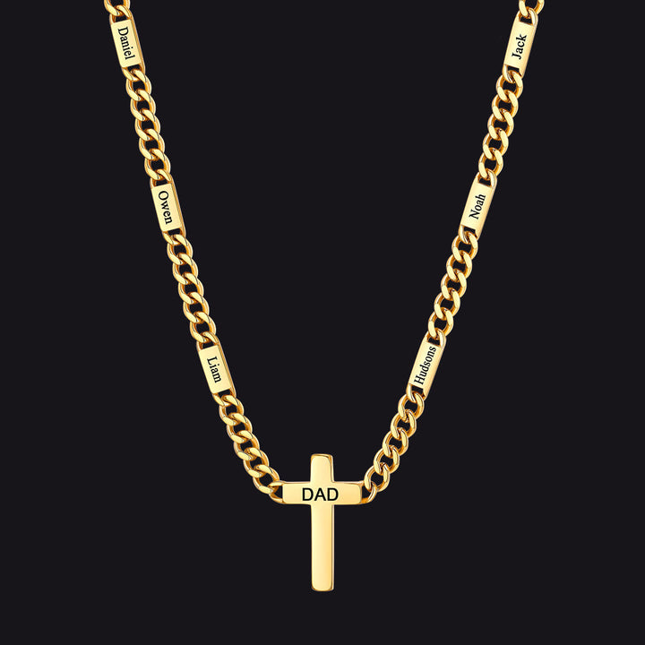 Custom Cross Cuban Link Chain Necklace with Engraved Name for Men 5/7MM