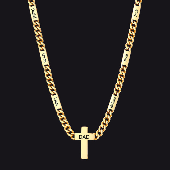 Custom Cross Cuban Link Chain Necklace with Engraved Name for Men 5/7MM