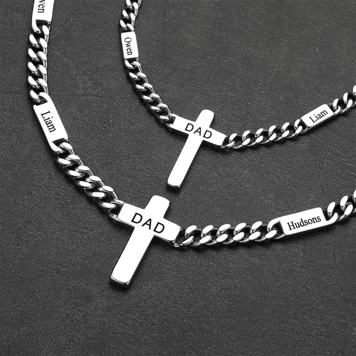 Custom Cross Cuban Link Chain Necklace with Engraved Name for Men 5/7MM