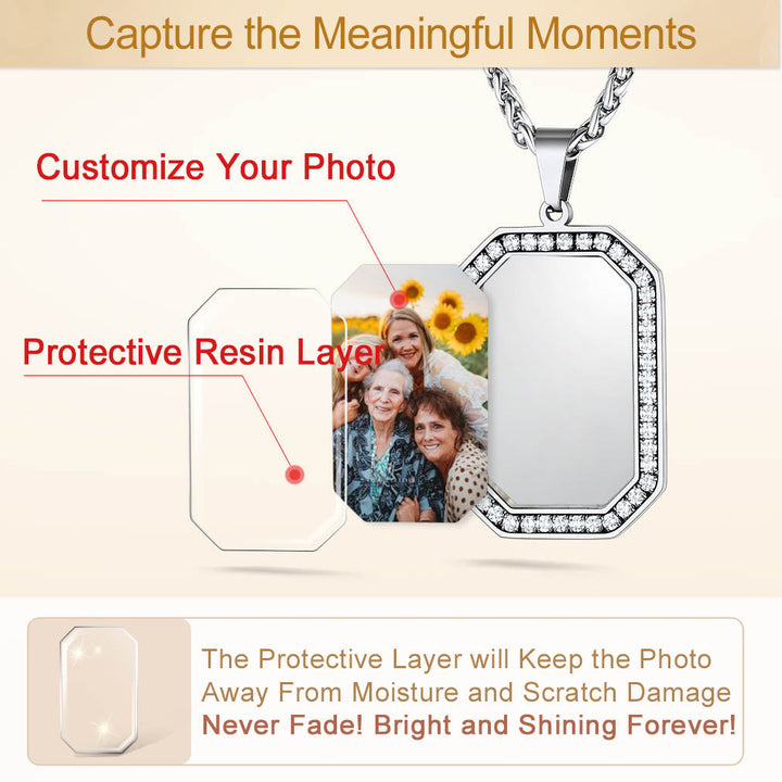 Customized Engraved Picture Dog Tag Necklace Memorial Gift for Men Women
