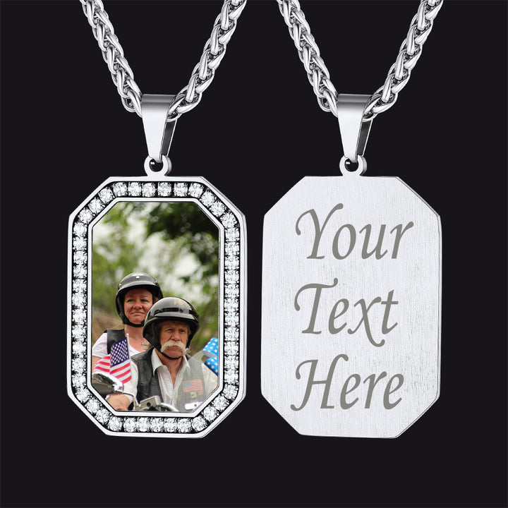 Customized Engraved Picture Dog Tag Necklace Memorial Gift for Men Women