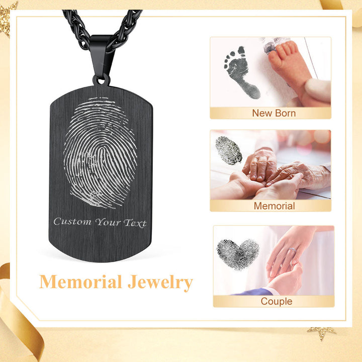 Customized Photo Dog Tag Fingerprint Necklace for Men Women