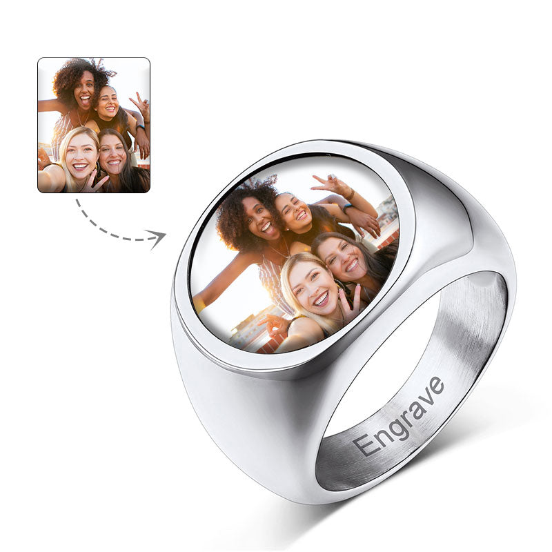 Personalized Photo Ring Memorial Gift For Men Women