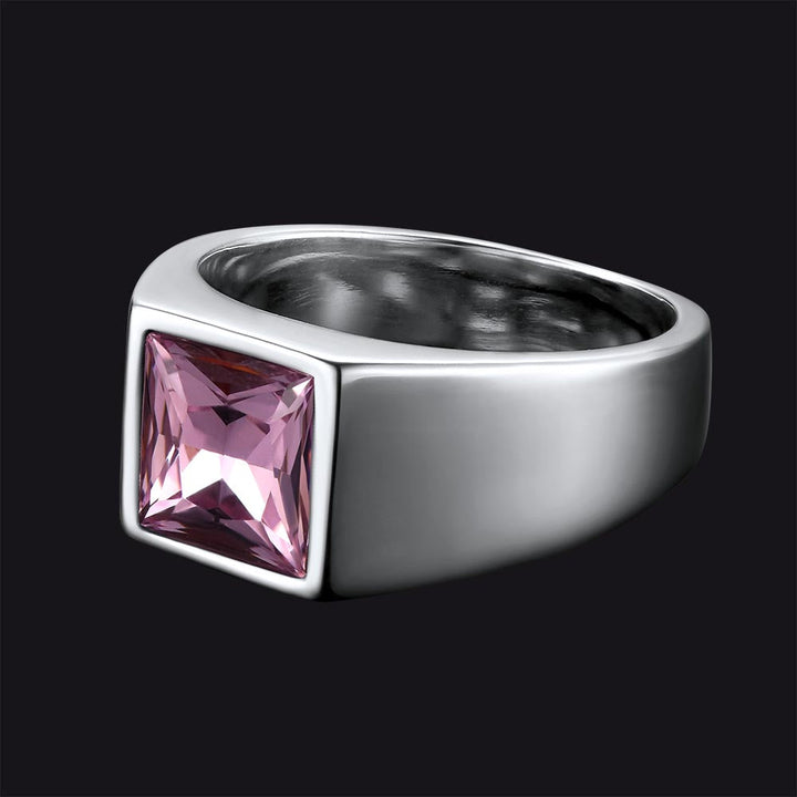 Minimalist Birthstone Gemstone Band Ring for Men