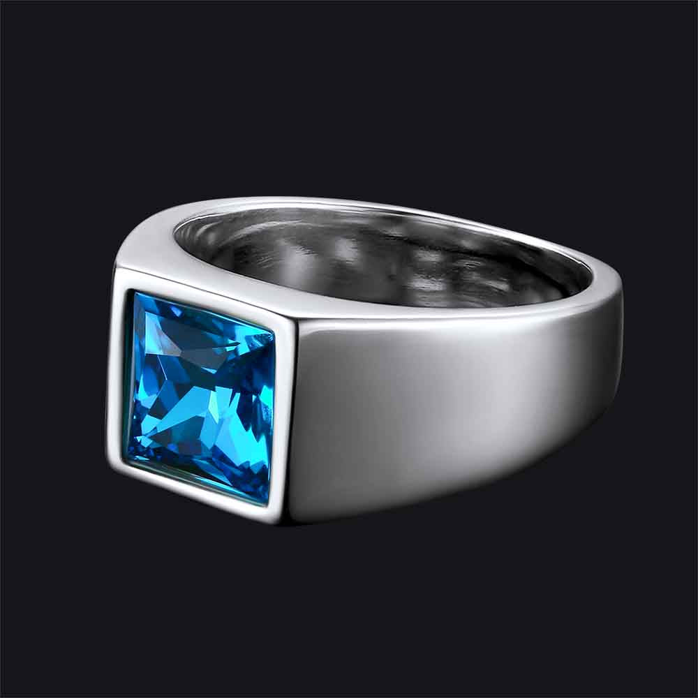 Minimalist Birthstone Gemstone Band Ring for Men