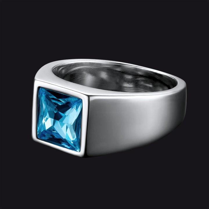 Minimalist Birthstone Gemstone Band Ring for Men