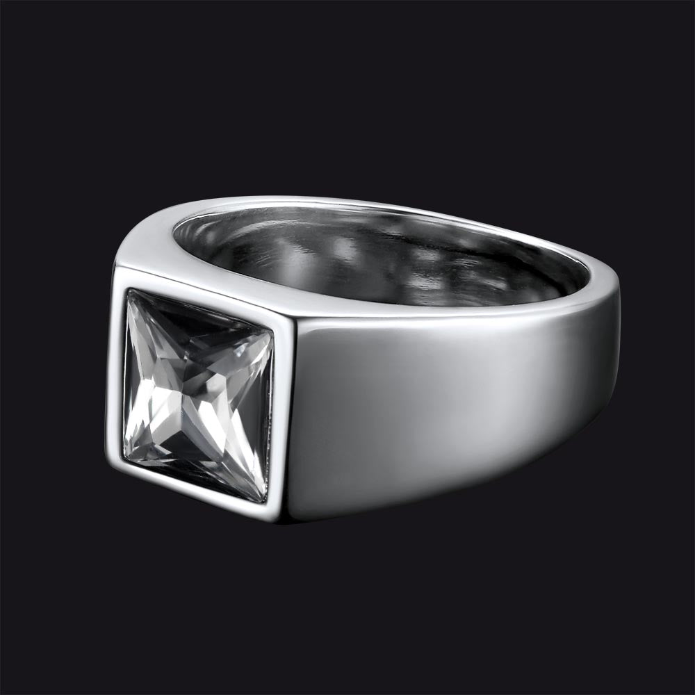 Minimalist Birthstone Gemstone Band Ring for Men