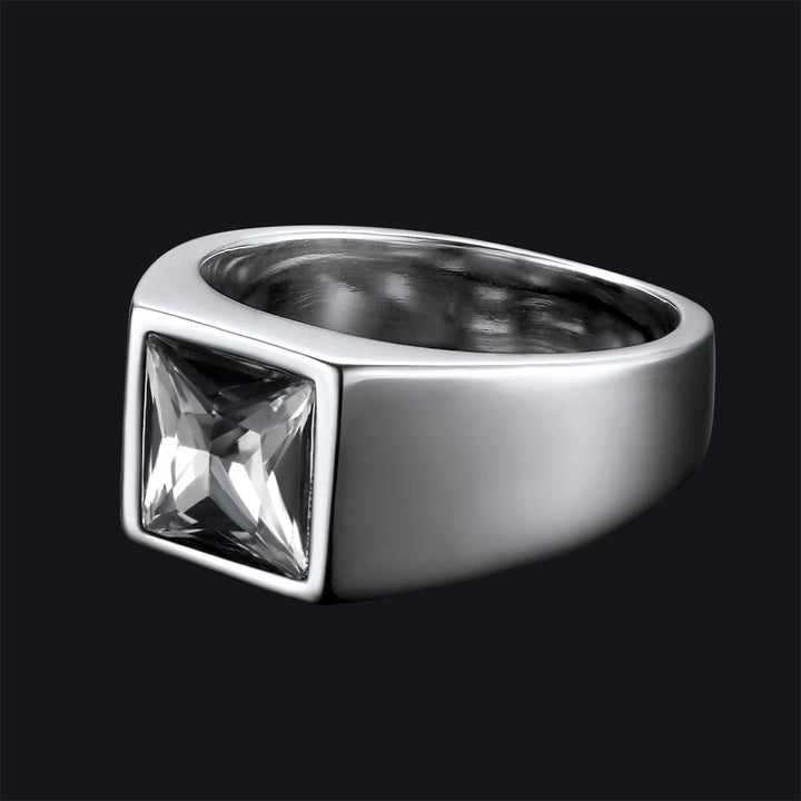 Minimalist Birthstone Gemstone Band Ring for Men