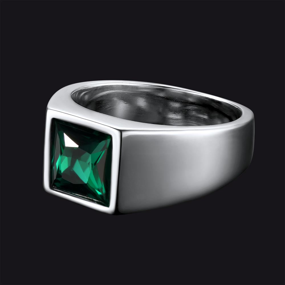 Minimalist Birthstone Gemstone Band Ring for Men