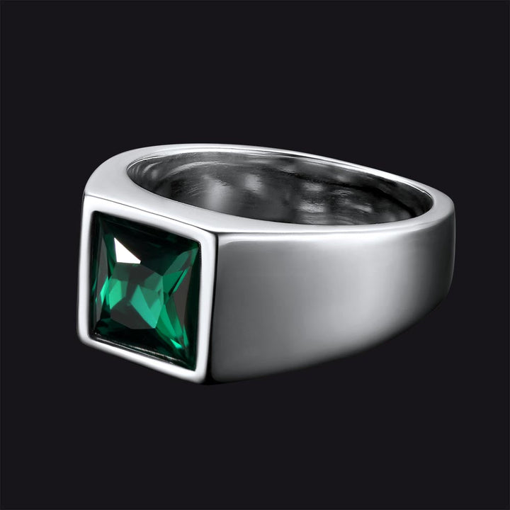 Minimalist Birthstone Gemstone Band Ring for Men