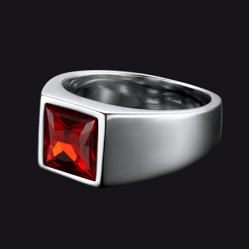 Minimalist Birthstone Gemstone Band Ring for Men